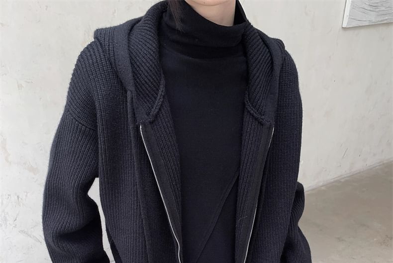 Plain Zip-Up Cardigan