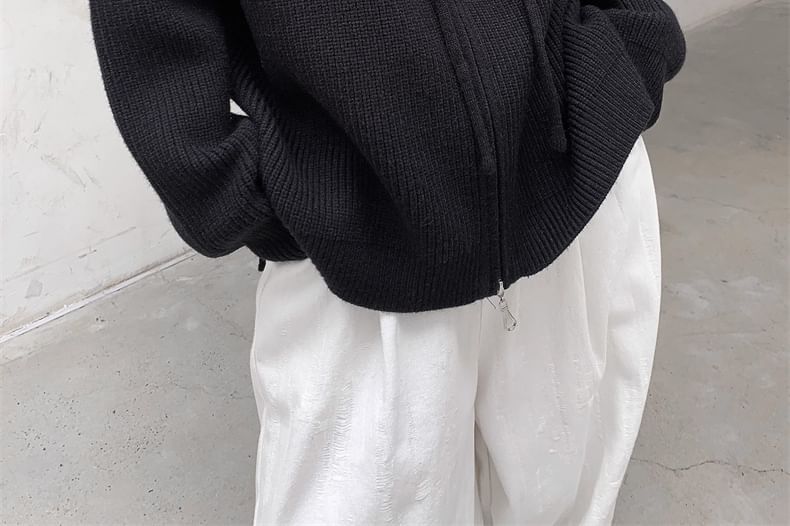 Plain Zip-Up Cardigan