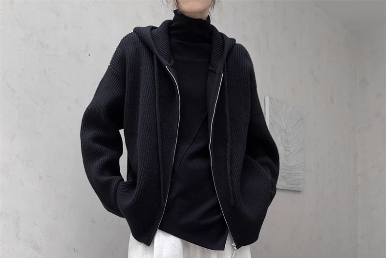 Plain Zip-Up Cardigan