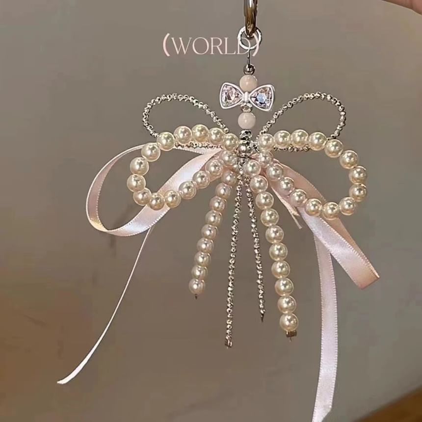 Bow & Faux Pearl Bag Charm / Keyring