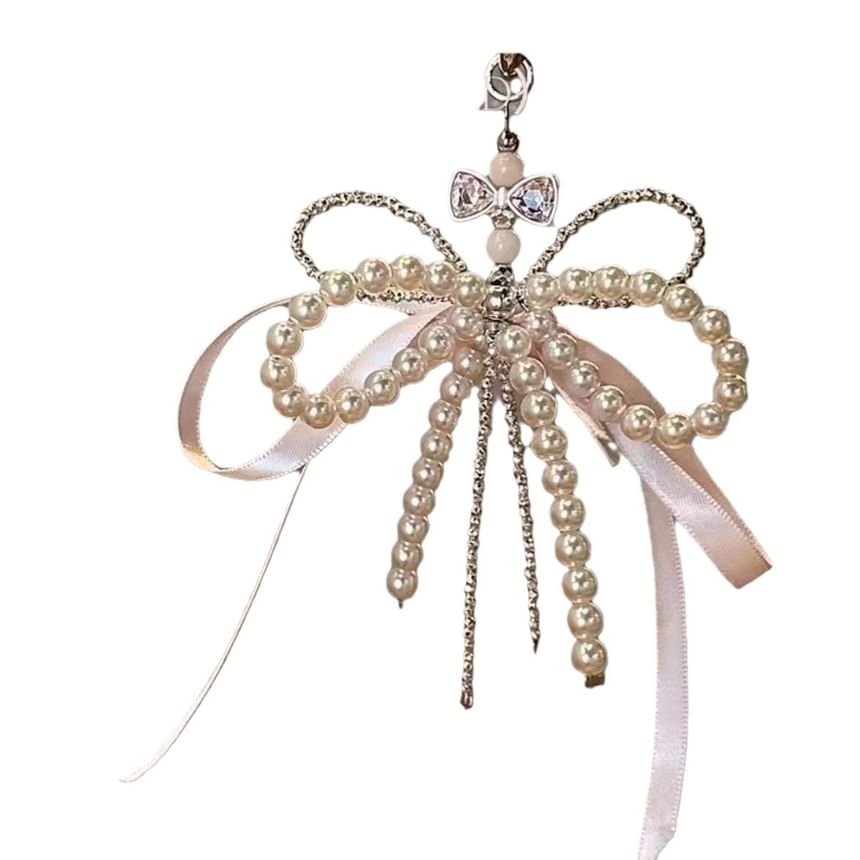 Bow & Faux Pearl Bag Charm / Keyring