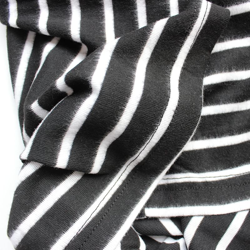 Couple Matching Pajama Set: Long-Sleeve Crew Neck Striped T-Shirt + Pants