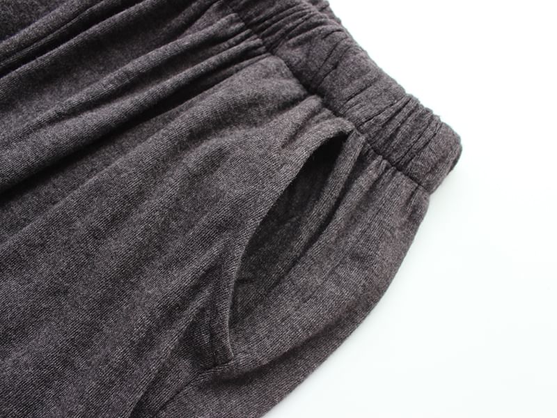 Couple Matching Pajama Set: Long-Sleeve Crew Neck Striped T-Shirt + Pants