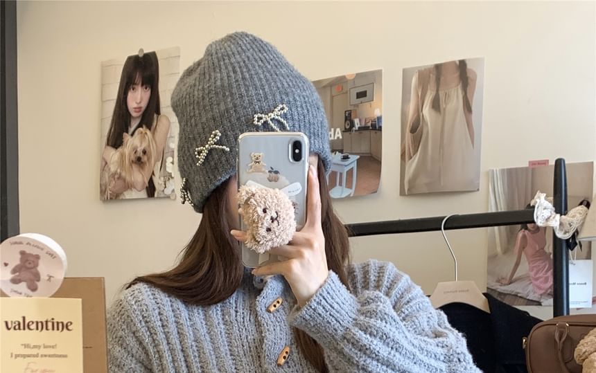 Turtleneck Chunky Knit Plain Cardigan