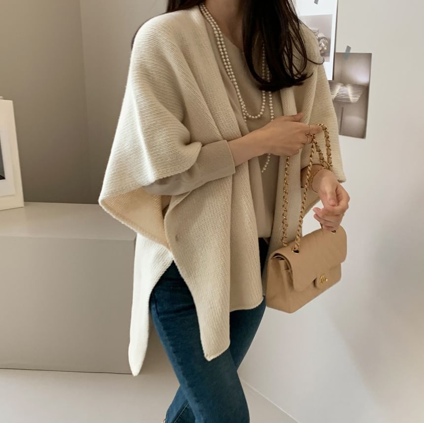 Open Front Cape Plain Cardigan
