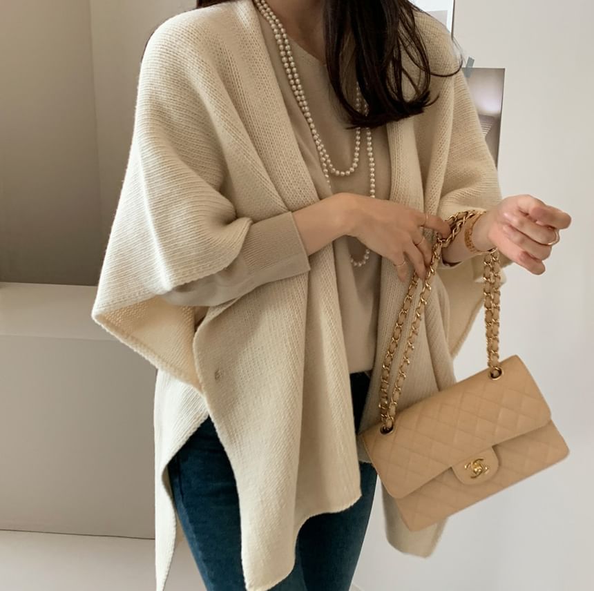 Open Front Cape Plain Cardigan