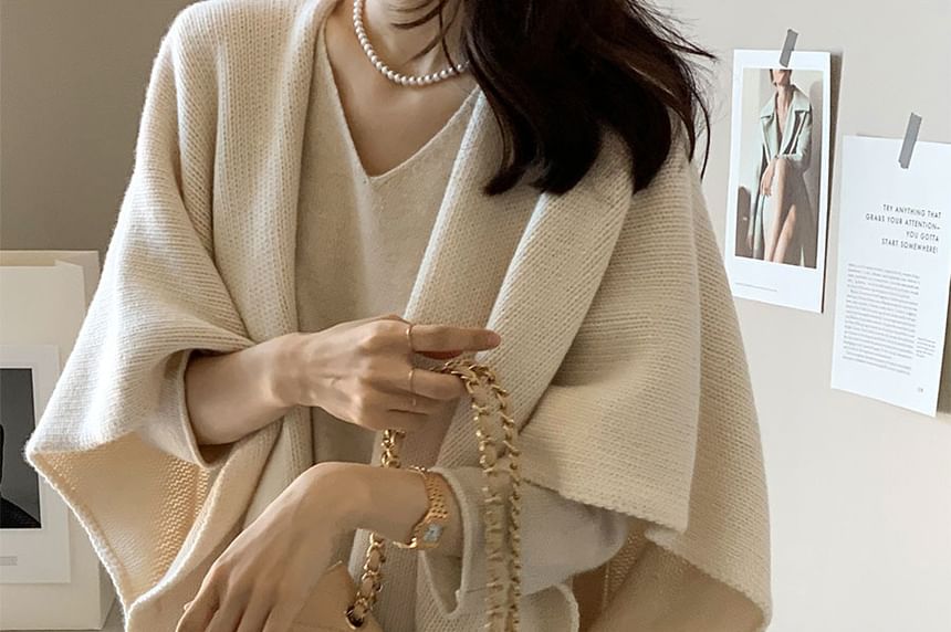 Open Front Cape Plain Cardigan