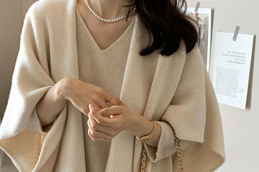 Open Front Cape Plain Cardigan