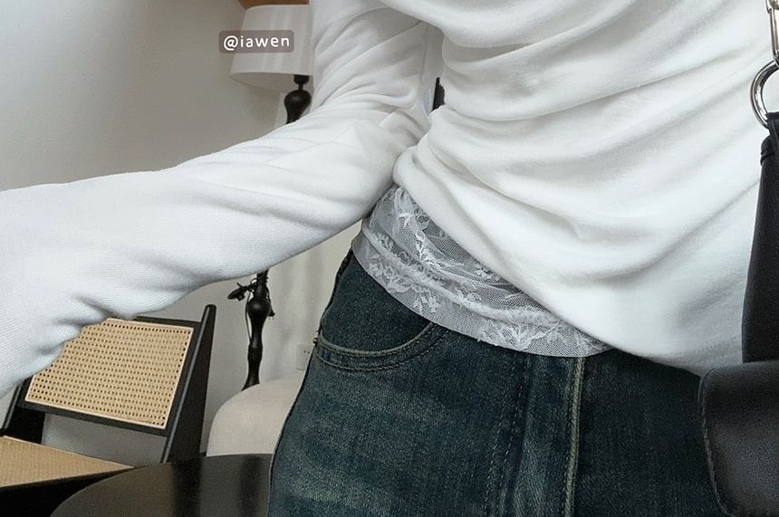 One-Shoulder Asymmetrical Lace Panel Top