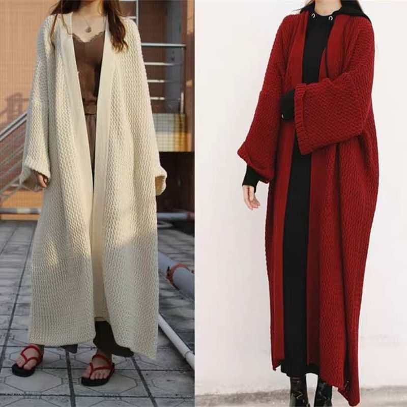 Maxi Open Front Solid Cardigan