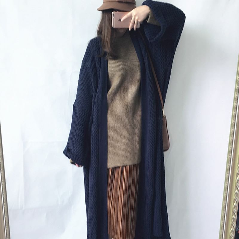 Maxi Open Front Solid Cardigan
