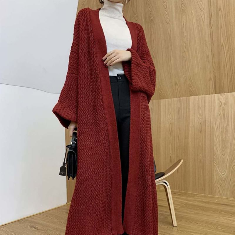Maxi Open Front Solid Cardigan