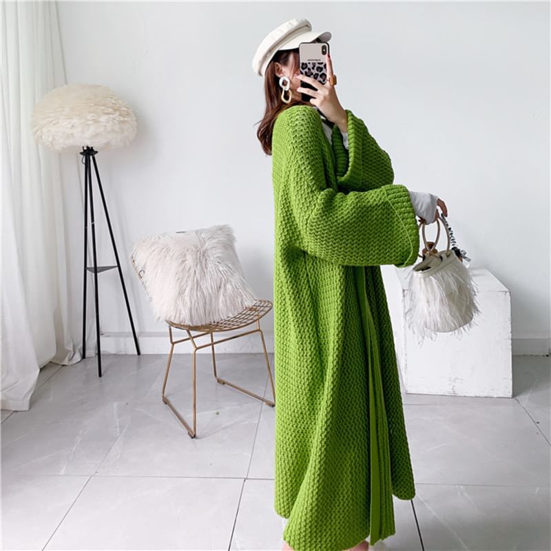 Maxi Open Front Solid Cardigan