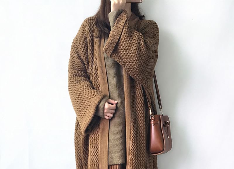 Maxi Open Front Solid Cardigan