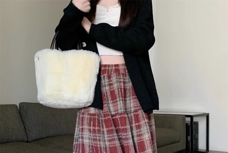 Tiered Plaid Midi Skirt - High Waist