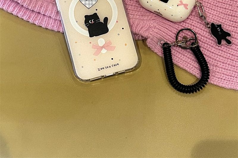 Cat Charm AirPods / Pro Earphone Case Skin / Coil Strap / Set