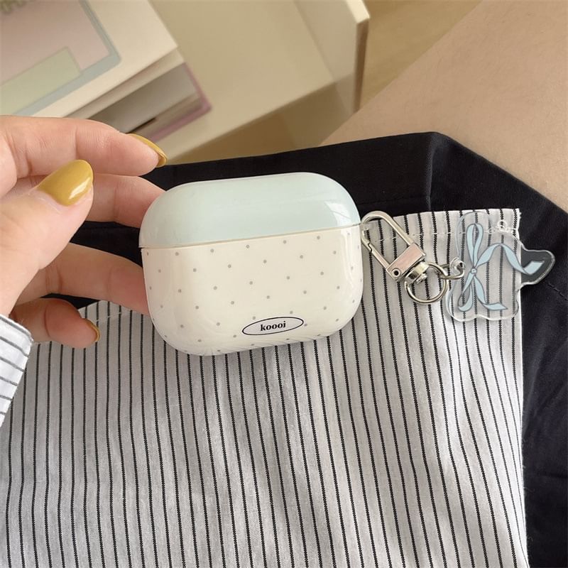 Polka Dot AirPods / Pro Earphone Case Skin / Ribbon Charm / Set