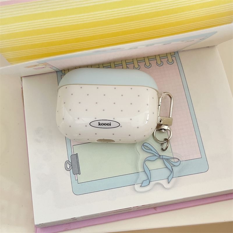 Polka Dot AirPods / Pro Earphone Case Skin / Ribbon Charm / Set