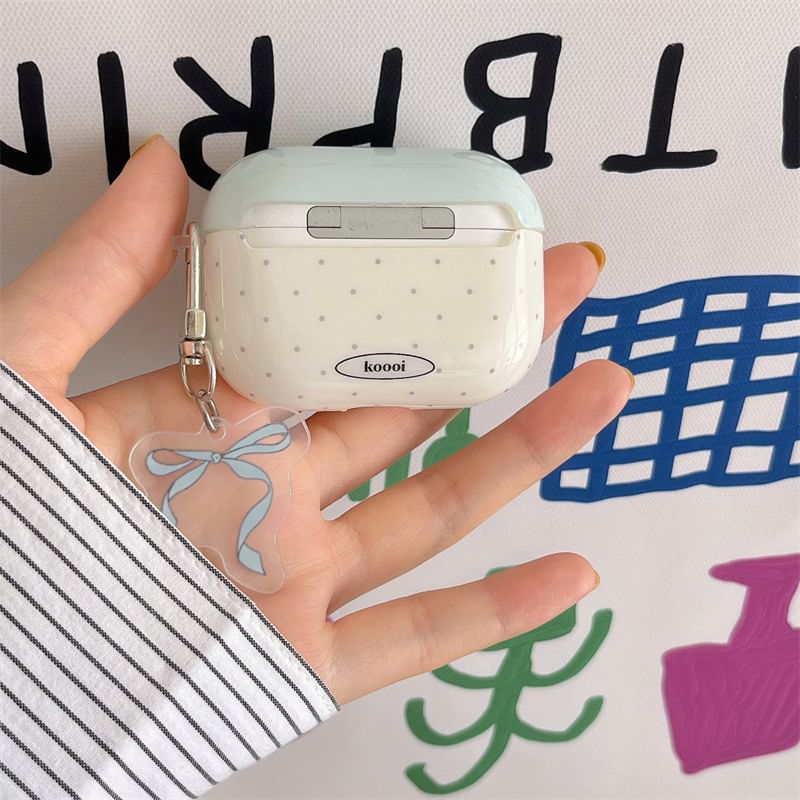 Polka Dot AirPods / Pro Earphone Case Skin / Ribbon Charm / Set