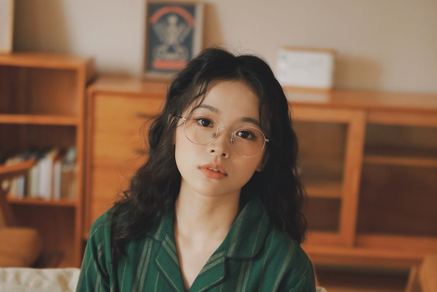 Couple Matching Pajama Set: Long Sleeve Collared Cartoon Embroidered Striped Shirt + Straight Leg Pants (Various Designs)