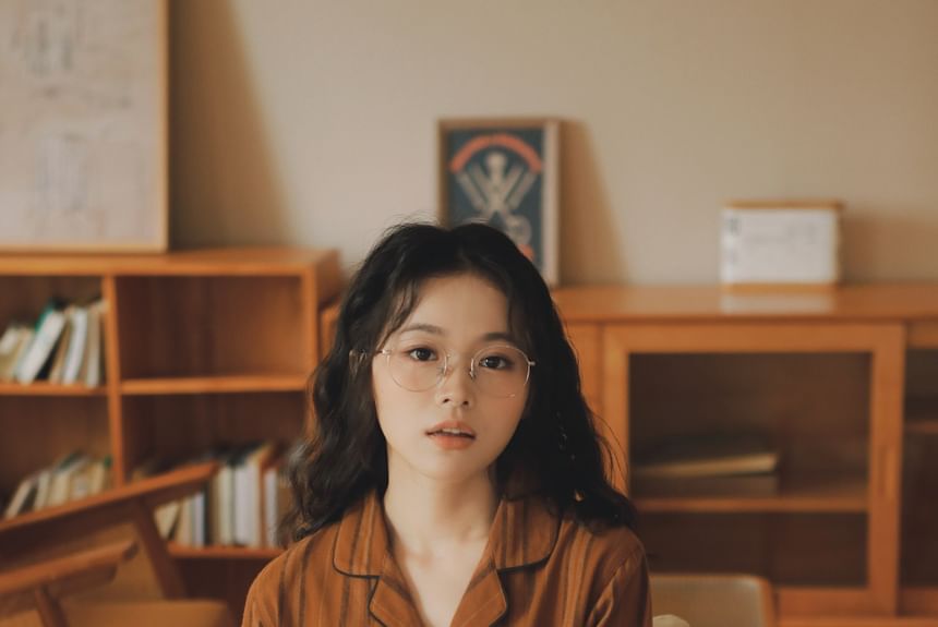 Couple Matching Pajama Set: Long Sleeve Collared Cartoon Embroidered Striped Shirt + Straight Leg Pants (Various Designs)