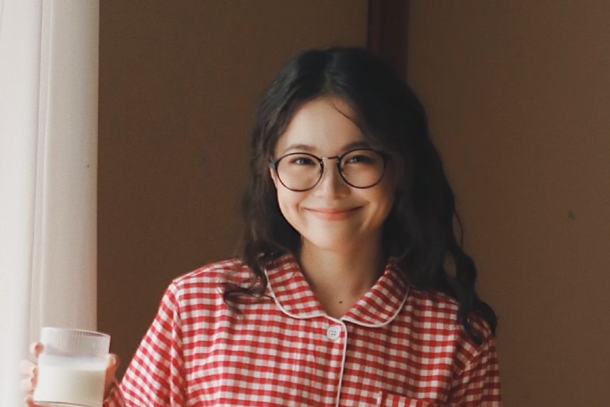 Couple Matching Pajama Set: Long Sleeve Collared Plaid Shirt + Straight Leg Pants (Various Designs)