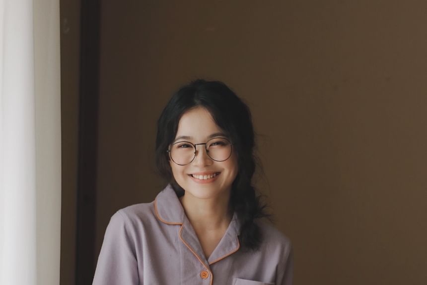 Couple Matching Pajama Set: Long Sleeve Collared Cartoon Embroidered Contrast Trim Shirt + Straight Leg Pants (Various Designs)