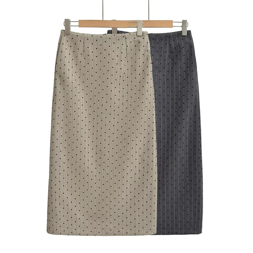 Dotted Midi Skirt with A-Line Fit and High Waist