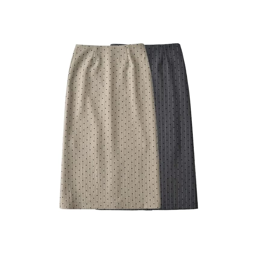 Dotted Midi Skirt with A-Line Fit and High Waist