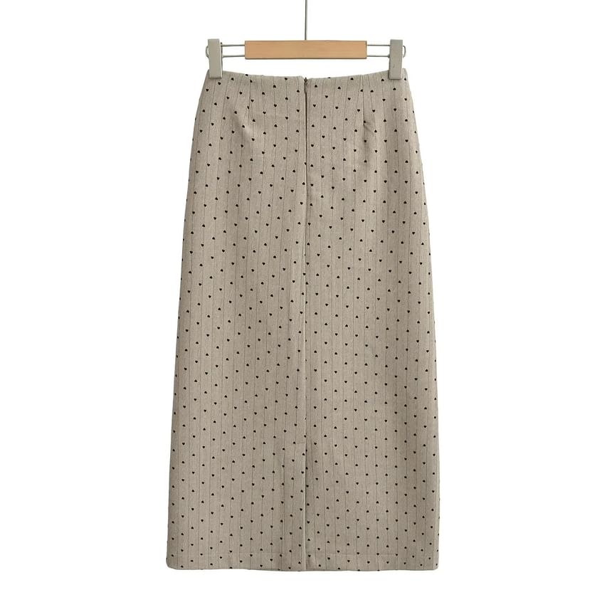 Dotted Midi Skirt with A-Line Fit and High Waist