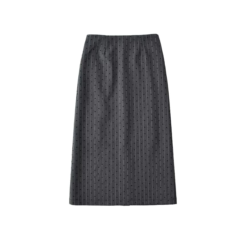 Dotted Midi Skirt with A-Line Fit and High Waist