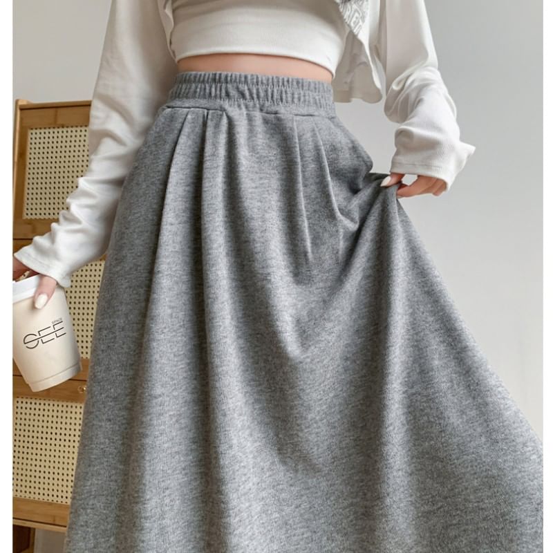 Classic A-Line Midi Skirt with Smooth Waistband