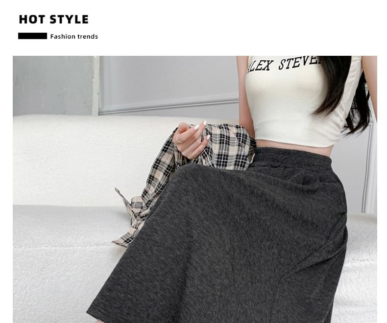 Classic A-Line Midi Skirt with Smooth Waistband