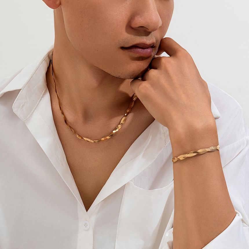 Set Helical Alloy Necklace Bracelet