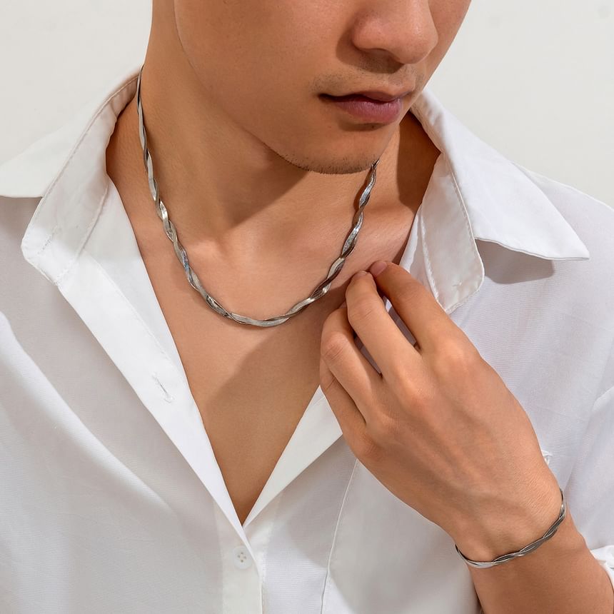 Set Helical Alloy Necklace Bracelet
