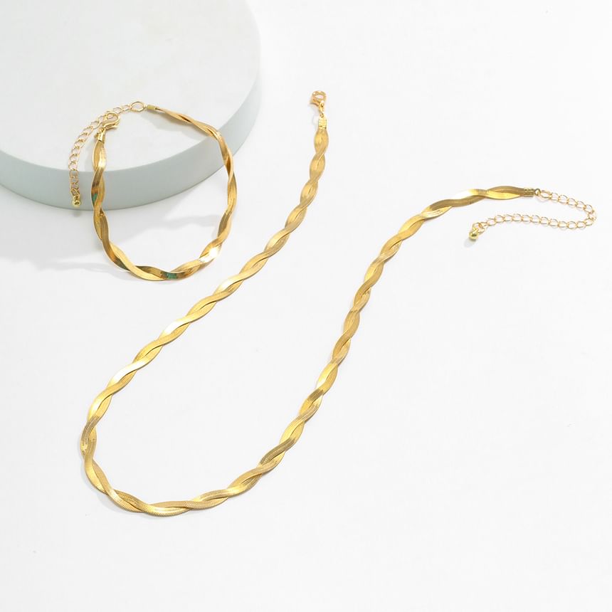 Set Helical Alloy Necklace Bracelet