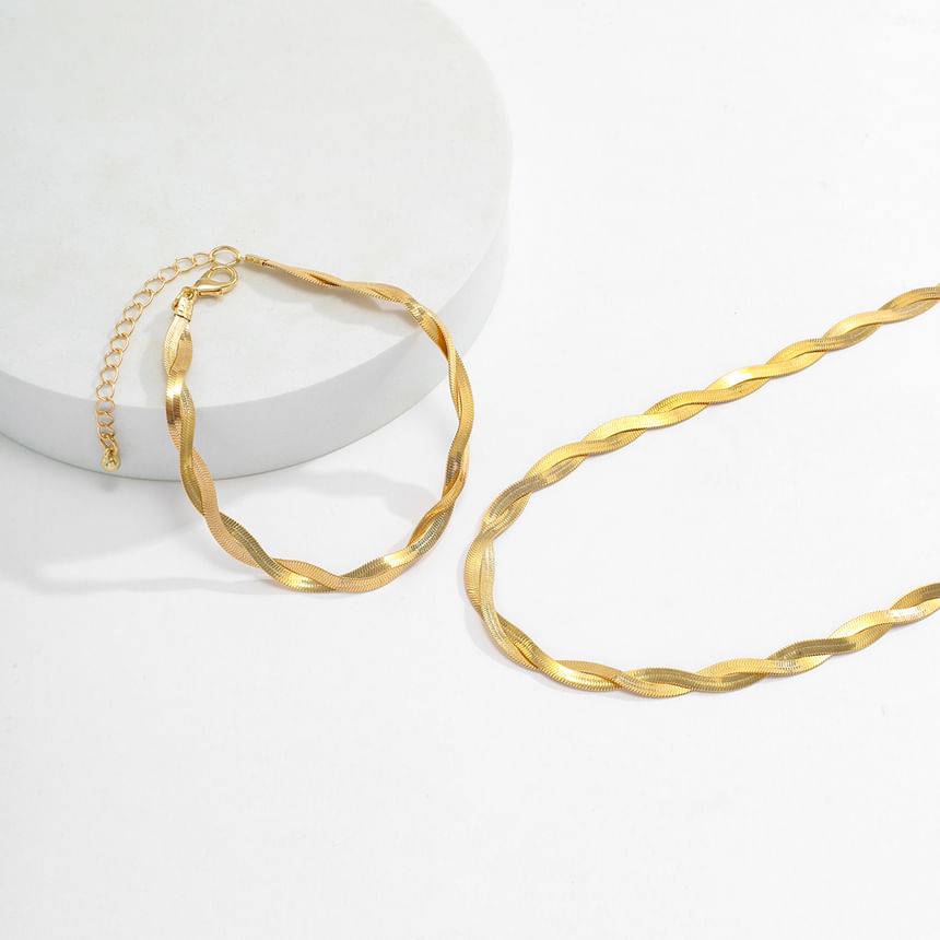 Set Helical Alloy Necklace Bracelet