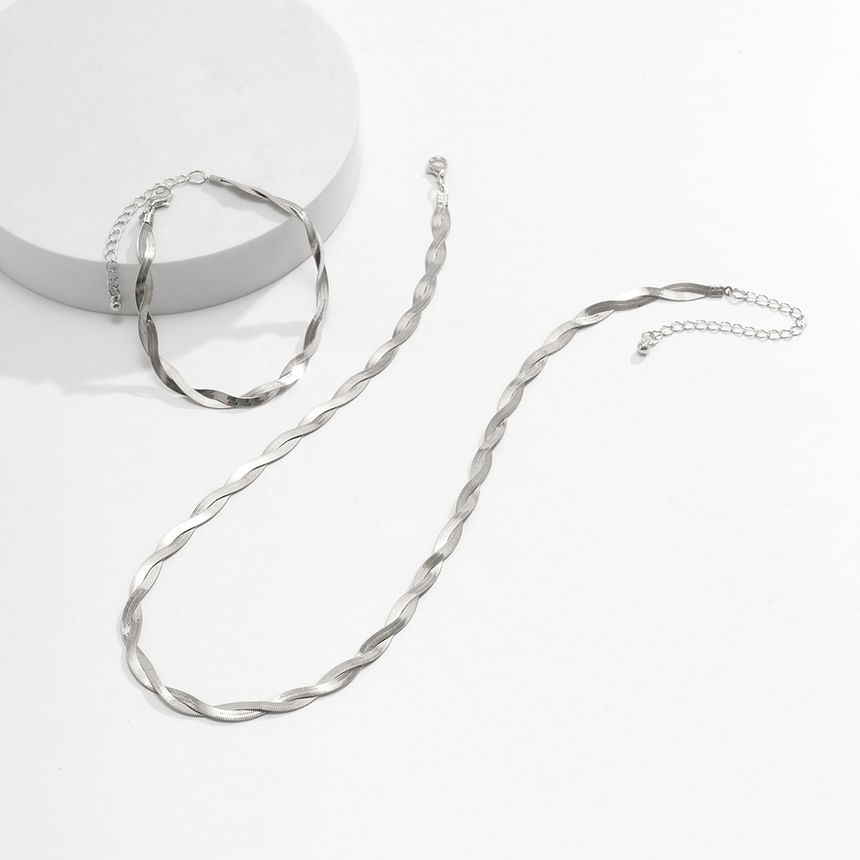 Set Helical Alloy Necklace Bracelet