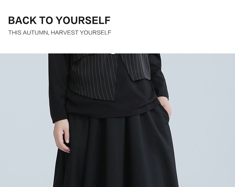 Striped Flared Maxi Skirt with High Waist