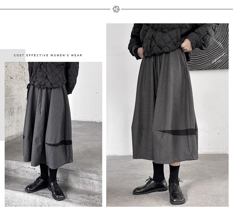 Striped Flared Maxi Skirt with High Waist