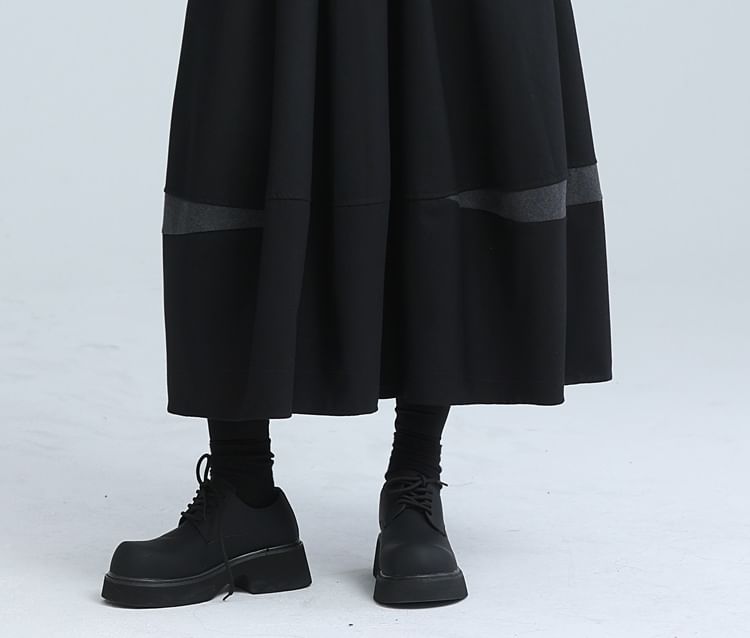 Striped Flared Maxi Skirt with High Waist