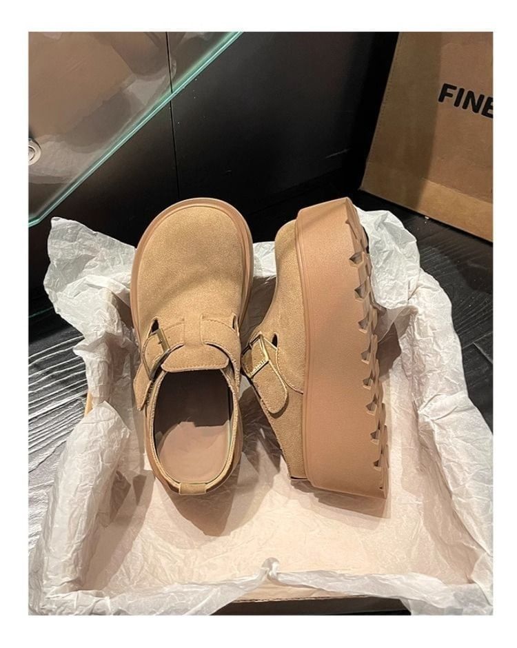 Platform Plain Buckled Mules