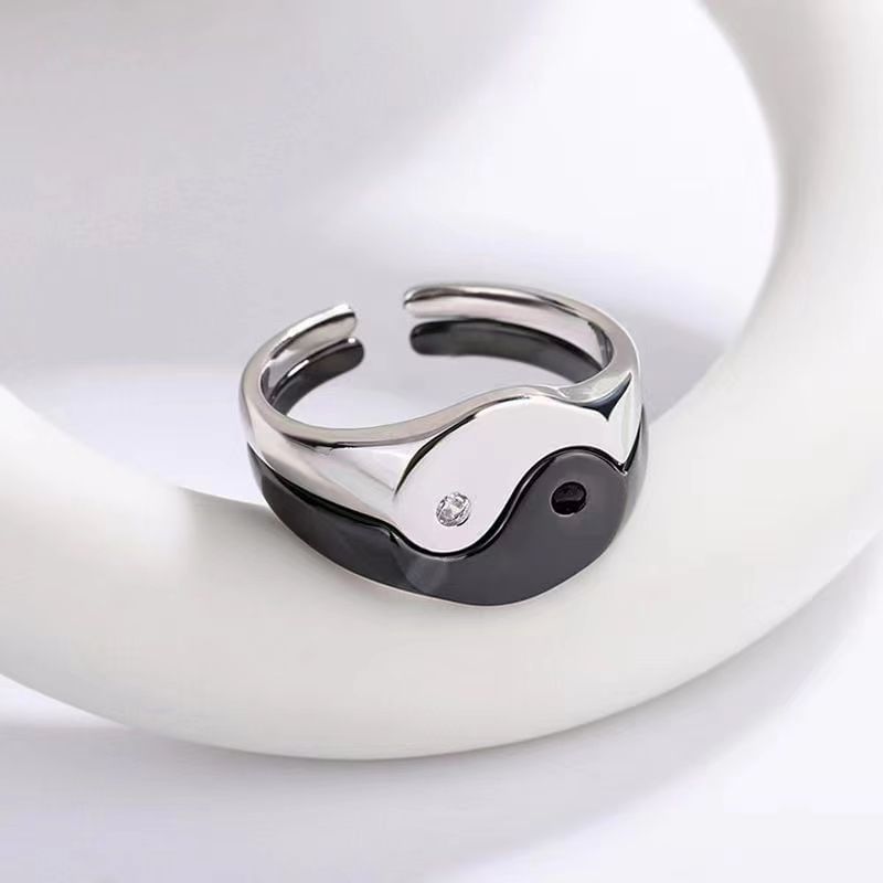 Couple Matching Yin and Yang Stainless Steel Open Ring (Various Designs)