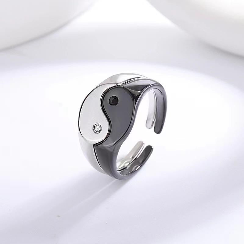 Couple Matching Yin and Yang Stainless Steel Open Ring (Various Designs)
