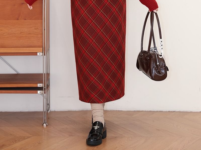 Plus Size Plaid A-Line Skirt with High Waist