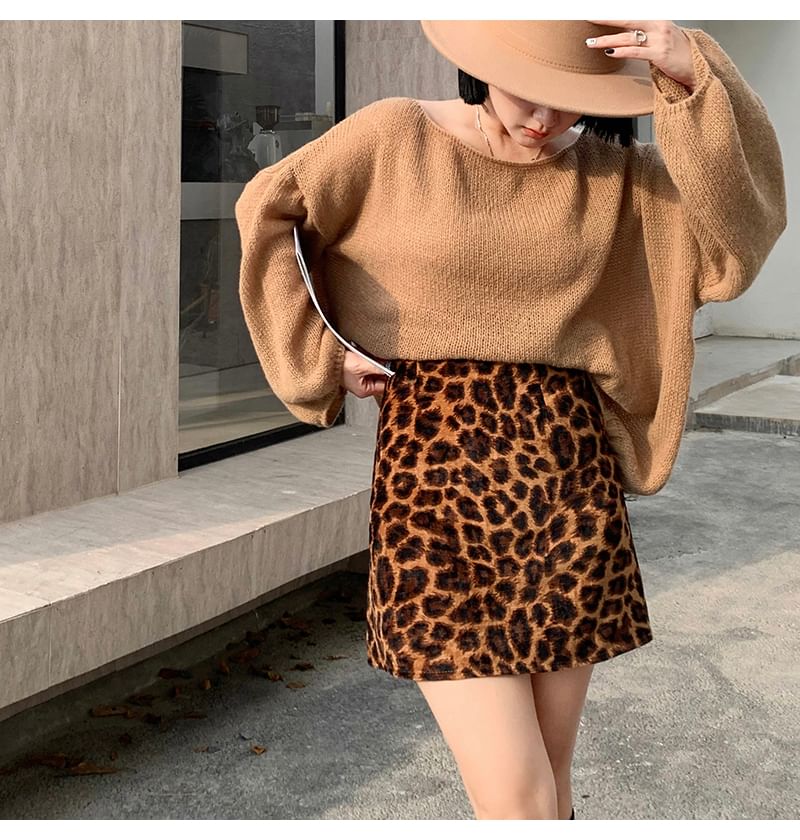 Leopard Print High-Rise Pencil Mini Skirt