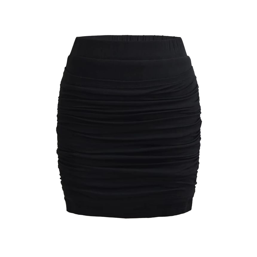 Cinched High Rise Pencil Skirt in Plain Design