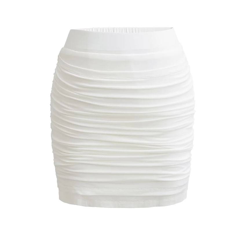 Cinched High Rise Pencil Skirt in Plain Design
