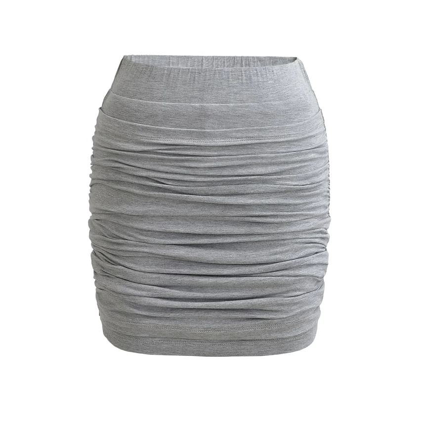 Cinched High Rise Pencil Skirt in Plain Design