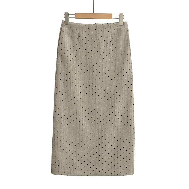 Polka Dot Midi A-Line Skirt with High Waist